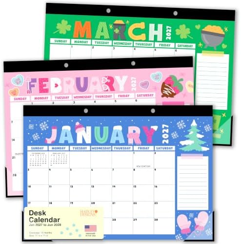 Large Desk Calendar 2027 - Desktop Calendar 2027-2028
