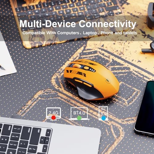Uineer Bluetooth Mouse, Tri-Mode Wireless, Rechargeable, 3-Device Switch