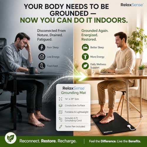 Grounding Mat for Feet, Desk & Bed, Foldable Earthing Mat
