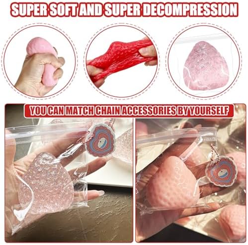 3Pcs Big Taba Squishies Strawberry, Cute Strawberry Squeeze Toys