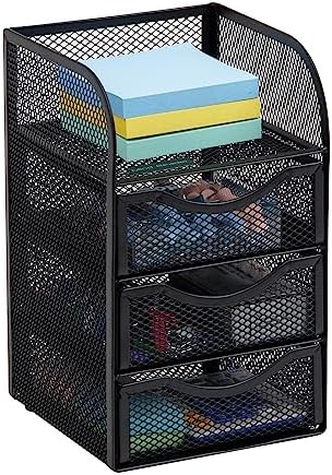 Mind Reader Desktop Accessory Storage, Paper Binder Clip Basket, Workspace, Office, Metal Mesh, 4.75" L x 5" W x 8" H, Black (Pack of 6)