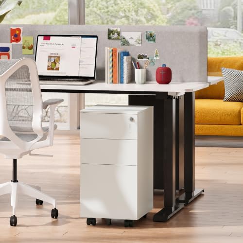 DEVAISE 3 Drawer Slim File Cabinet, Fully Assembled Except Wheels