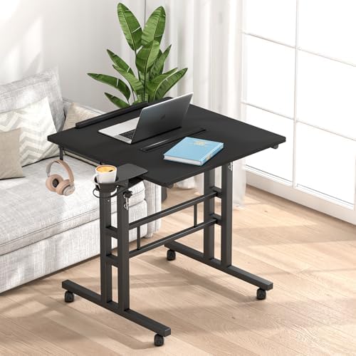 Klvied Mobile Standing Desk, Adjustable, Black