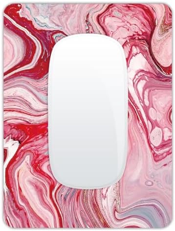 Small Mouse Pad, Mini Mouse Pad 6 X 8 Inch with Non-Slip Rubber Base for Keyboard Tray Laptops Wireless Mouse Home Office Travel, Washable & Portable (Red Mixed Marble)