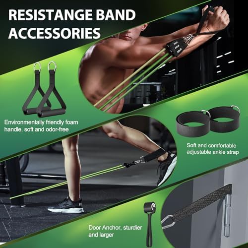 WHATAFIT Resistance Bands with Handles, 150 lb Exercise Bands Set