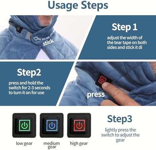 Cordless Neck Heating Pad, Heating Pad for Neck and Shoulders and Back, Neck Heater for Back Pain Relief with 3 Heat Settings-One Size