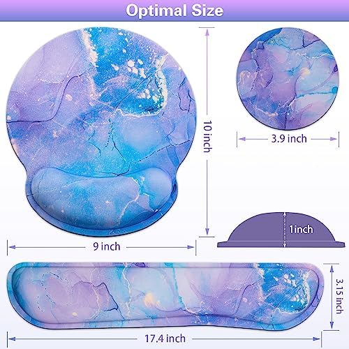Mouse Pad Purple, Mouse Pad with Wrist Rest Set, 3-in-1