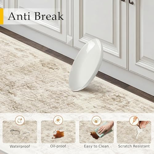 Anti Fatigue Beige Neutral Non-Slip Kitchen Mat 2 Piece