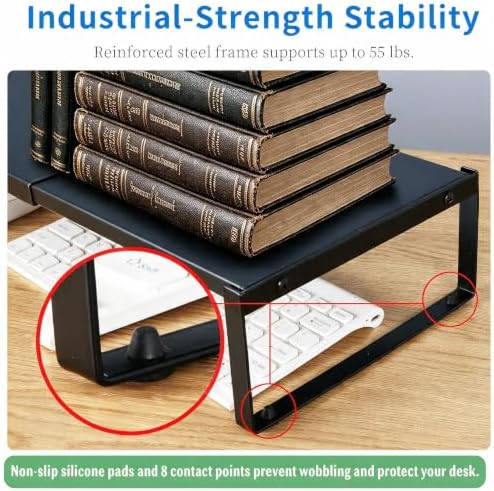 Adjustable Computer Monitor Stand, Metal Laptop Riser for Desk, Desk Shelf