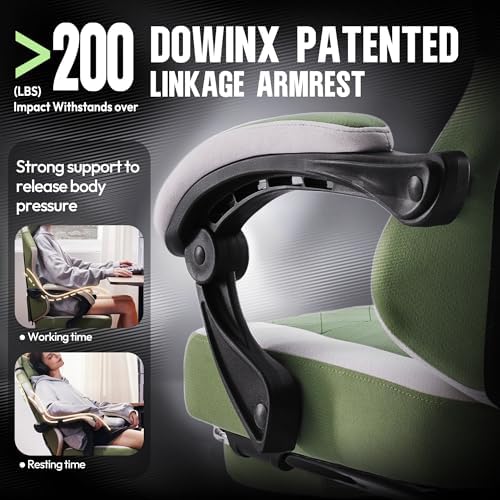 Dowinx Gaming Chair with Footrest, Ergonomic Desk Chair, Green