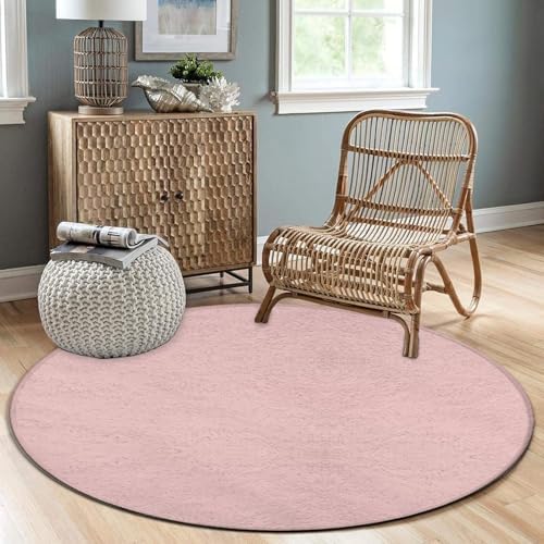 Room Sofa Yoga Soft Round Carpet, Home Decor Non Slip Kitchen Office Circle Rug, Machine Washable Modern Round Area Rug Pink, 36inch