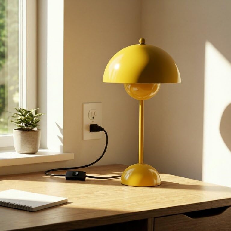 Creative Mid-Century Modern Bud Table Lamp for Home&Office, Melon Yellow
