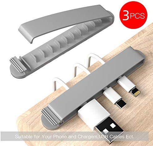 pzoz Cable Clips, 3 Pack Cord Organizer Charger Cable Management for Organizing Home Office Desk Phone Car Cable Wire, Self Adhesive Cord Holders (Gray)