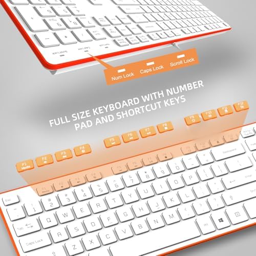 USB Wired Keyboard for window,Comfortable Quiet Chocolate Keys, Durable Ultra-Slim Wired Computer Keyboard(QWERTY) for PC, Windows 11/10/8/7/XP/Vista KB1430 (Orange, Wired Keyboard For Windows)