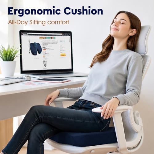 TushGuard Seat Cushion, Memory Foam Office Chair Cushion - Blue, XXX-Large