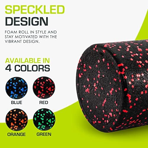 ProsourceFit High Density Foam Rollers 24 - inches long, Firm Full Body Athletic Massage Tool for Back Stretching, Yoga, Pilates, Post Workout Muscle Recuperation, Black/Red