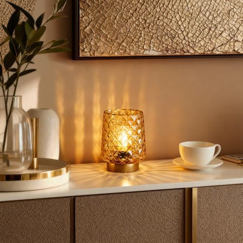 MJ PREMIER Battery Operated Lamp Small Cordless Lamp with Timer Amber