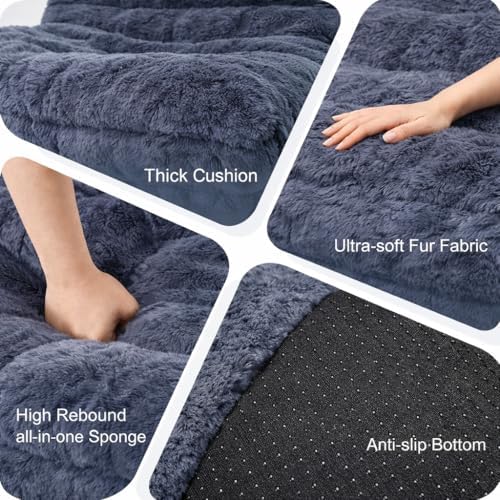 Memory Foam Bean Bag Chairs with Filler Faux (Dark Grey)
