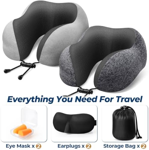 ExploreBliss Travel Pillow, Neck Pillow Airplane, Grey & Light Grey