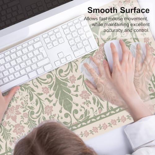 QIYI PU Leather Large Mouse Pad, Waterproof Desk Mat, 31.5" x 15.7", Floral