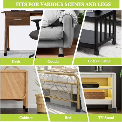 6 Pack Furniture Risers 3 Inch, Adjustable Bed Risers Heavy Duty for Table Desk Couch Chair Sofa Cabinet Bed Legs Dorm, Square Stackable Bed Raisers Blocks Lift Height 1", 2",3"or 4", Black
