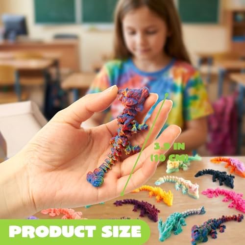 JOYIN 24 Pcs 3D Printed Articulated Mini Dragons, Flexible Crystal Dragon Fidget Toy Set, 3D Printed Animals for Party Favors, Classroom Prizes, Goodie Bag Fillers & Desk Decor
