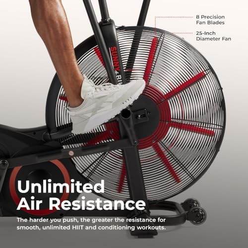 Sunny Health & Fitness Smart Heavy-Duty Fan Bike for HIIT Cycling Workout