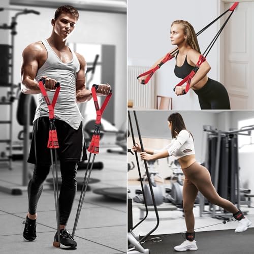 Heavy Resistance Bands for Working Out, 300lbs/360lb/420lb Exercise Bands Workout Bands with Handles, Door Anchor, Ankle Straps, Home Gym Workout Equipment for Men Fitness Strength Training Stretching