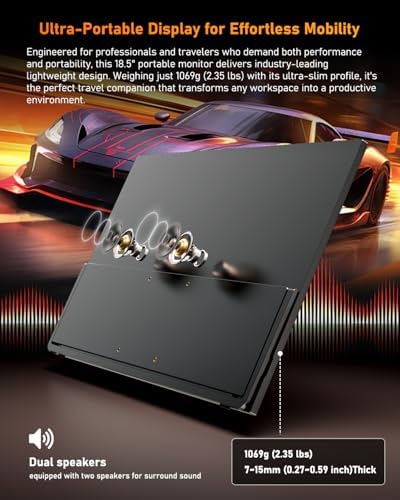 Yodoit 18.5" Portable Monitor 100Hz FHD USB-C IPS for Gaming and Work