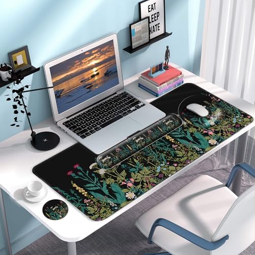 Desk Mat Set Keyboard and Mouse Pad with Wrist Rest Support