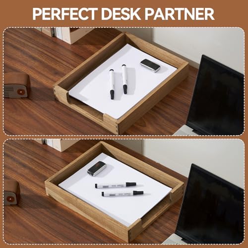 KIRIGEN Wooden Letter Tray, Single-Tier Paper Organizer for Desk, Brown TP