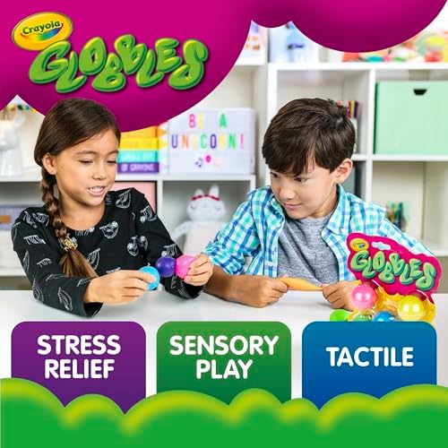 Crayola Globbles Fidget Toy (6ct), Sticky Stress Ball for Adults & Kids, Squishy Balls, Calming Sensory Gifts for Stress Relief