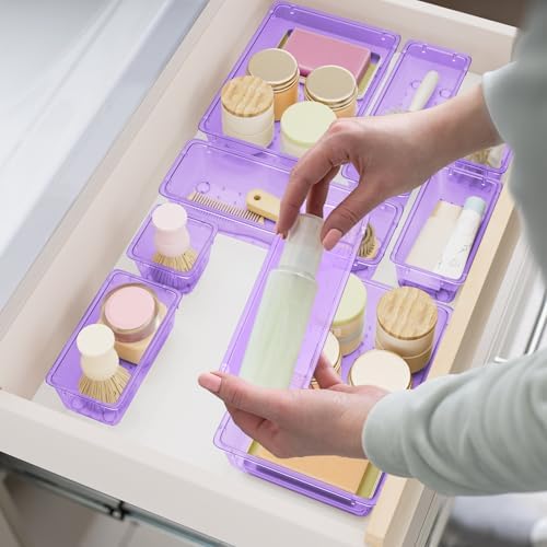 SpaceHacks 15 PCS Plastic Drawer Organizer Set, Drawer Storage Trays