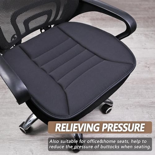 MYFAMIREA 2PCS Car Seat Cushion Pad 1.2" Thick Comfort Seat Protector for Car Driver Seat Office Chair Home Use Memory Foam Seat Cushion with Non Slip Bottom, 20'' x 18.5'', Dark Gray