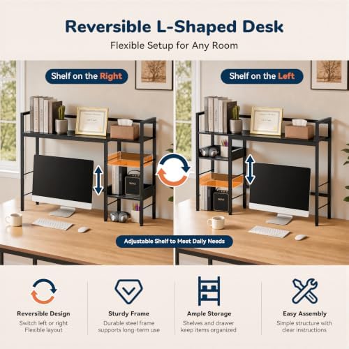 Desk Shelf, 38.6" Desk Hutch for Computer Monitor, Black
