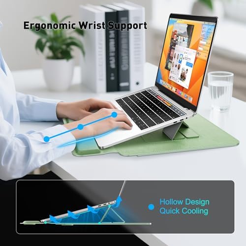 AboveTEK Laptop Bag Sleeve for MacBook Computer Expandable Storage, Two Adjustable Angles, Ultra-Slim Stylish, Fits 13"-14" Laptops - Blue