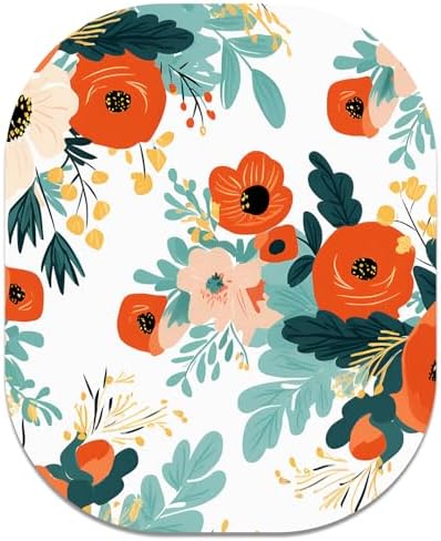 Small Mouse Pad, 6 x 7 Inch, Oval Mini Mouse Pad with Non-Slip Rubber Base for Laptop Wireless Mouse Keyboard Tray Mousepad, Brightly Colored Flowers