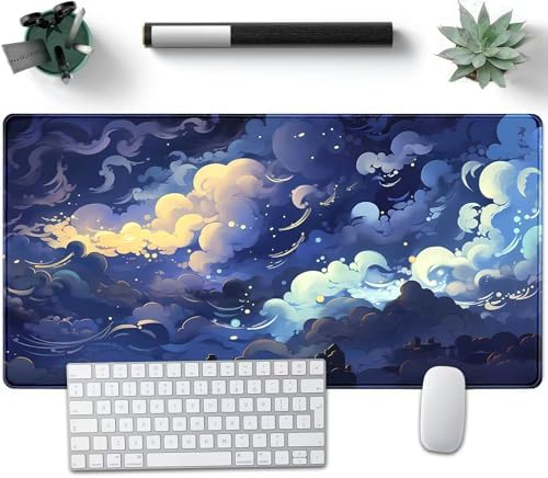 Pastel Large Mouse Pad Blue Desk Mat Aesthetic Sky Kawaii Gaming Mouse Pad XXL Keyboard Computer Mat Cute Desk Decor Office Gift 31.5 X15.7 in