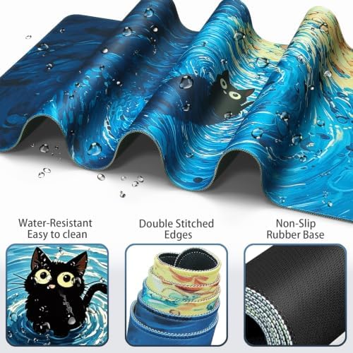 Desk Mat, Large Gaming Mouse Pad with Wrist Rest, 4in1 XXL Mousepad+Keyboard Wrist Rest+Mouse Pad Wrist Support+Cup Coaster Set Ergonomic Computer Desk Arm Wrist for Decor Home Office Women