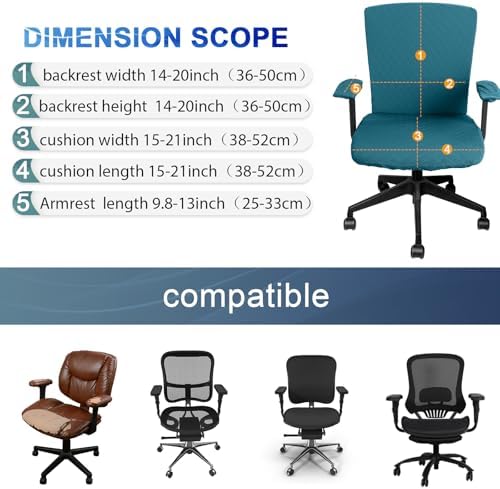 Tallew 4 Pcs Office Chair Covers Stretch Seat Armrest, Lake Blue