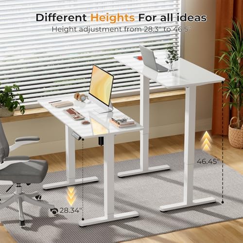 JOY worker Electric Glass Standing Desk, 40" Small Drafting Table on Wheels