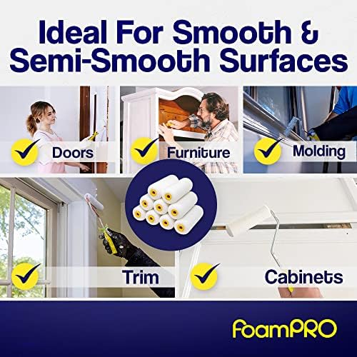 FOAM PRO 00165 4-Inch Roller Oils and Clears Refills, Fine Finish, 2-Pack