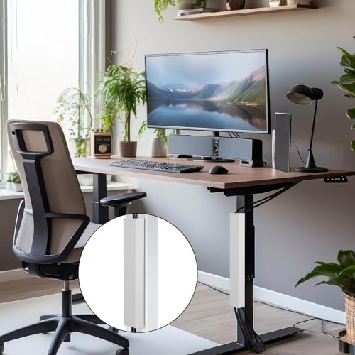 Blulu 1 Pack Steel Magnetic 14 Inch Cable Management Channel for Under Desk Leg Vertical Wire Hider Cover Cable Desk Organizer No Drill Cord Organizer Cord Hider Management for Home Office (White)