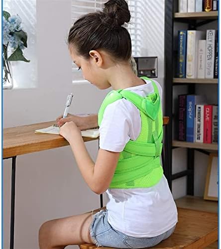Posture Corrector Adjustable Back Shoulder Straighten Orthopedic Brace Belt for Kyphosis, Chest Slouching and Humpback, Improving Posture Back Posture (Color : Green, Size : Small)