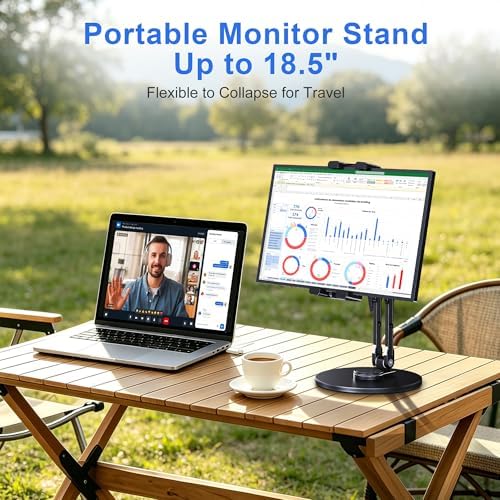 Tablet Stand for Desk, Portable Monitor Stand with Large Clamp up to 18.5"
