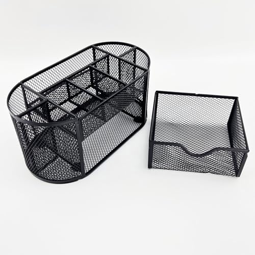 Fengtaiyuan T12, Black Metal Wire Mesh Pencil Holder for Desk, Pencil Cup for Office, Pen Holder for School, Desktop Organizer, Office Storage Box (T12)