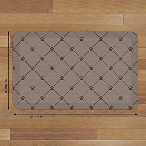 GelPro Designer Cushioned Anti-Fatigue Comfort Floor Mat, Padded Stain-Resistant, Waterproof, Non-Slip Comfort Padded Desk/Office Mat, 20 x 32, Paw Print Lattice Basset Brown