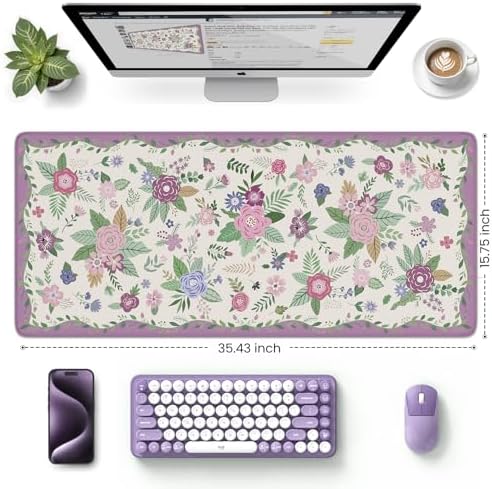 HAOCOO Purple Cloud Desk Pad, 35.4" x 15.7" Desktop Matt for Home Desk