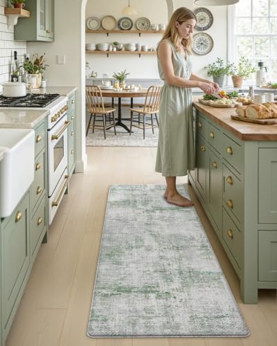DEXI Kitchen Floor Mats Cushioned Anti Fatigue Runner Rug 23x59 Green