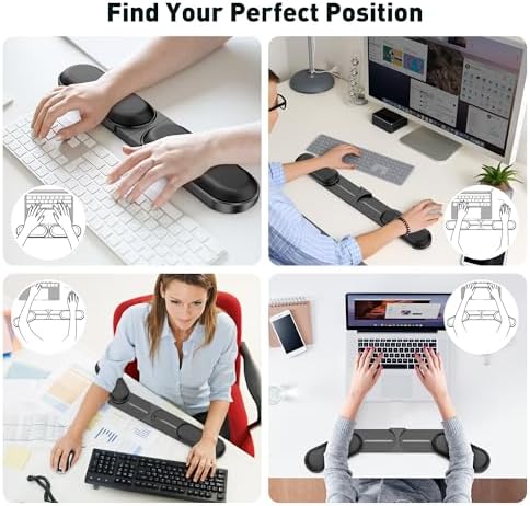 Adjustable Keyboard Wrist Rest, Extendable 16.57" to 25.17" Length & -30° to 30° Angle, Foldable Ergonomic Memory Foam Support for PC, Laptop, Gaming & Office, Waterproof PU Leather, Black